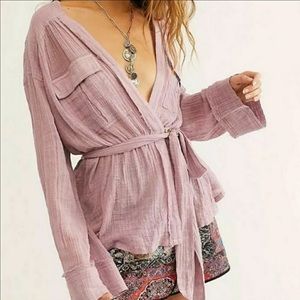 Free People Safari Sheer Wrap Top (M)